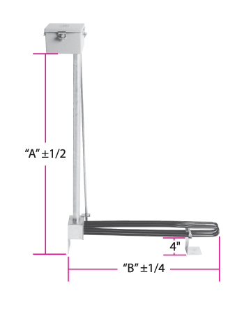 Over-the-Side Heater with dimensions