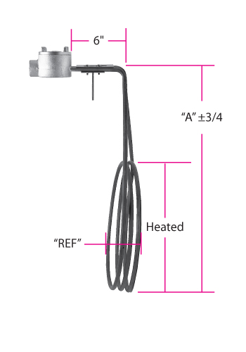 Vertical Loop Low-Profile Immersion heater with Dimensions 2