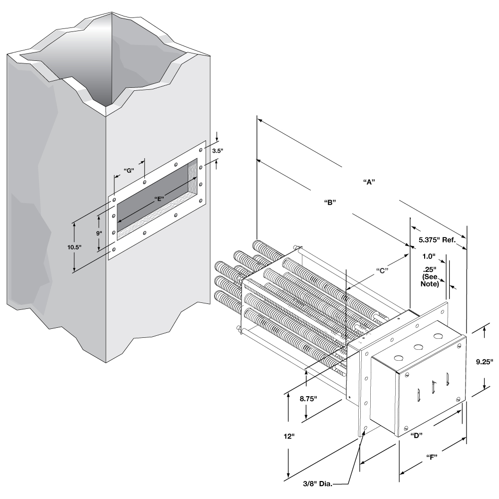 Finned Tubular Duct Heater Cut Out