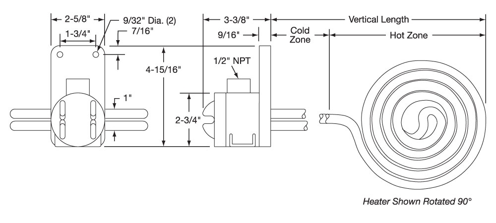 Single-Element Round Heater Drawing