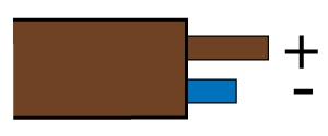 Type E, British BS1843: Brown, +Brown, -Blue