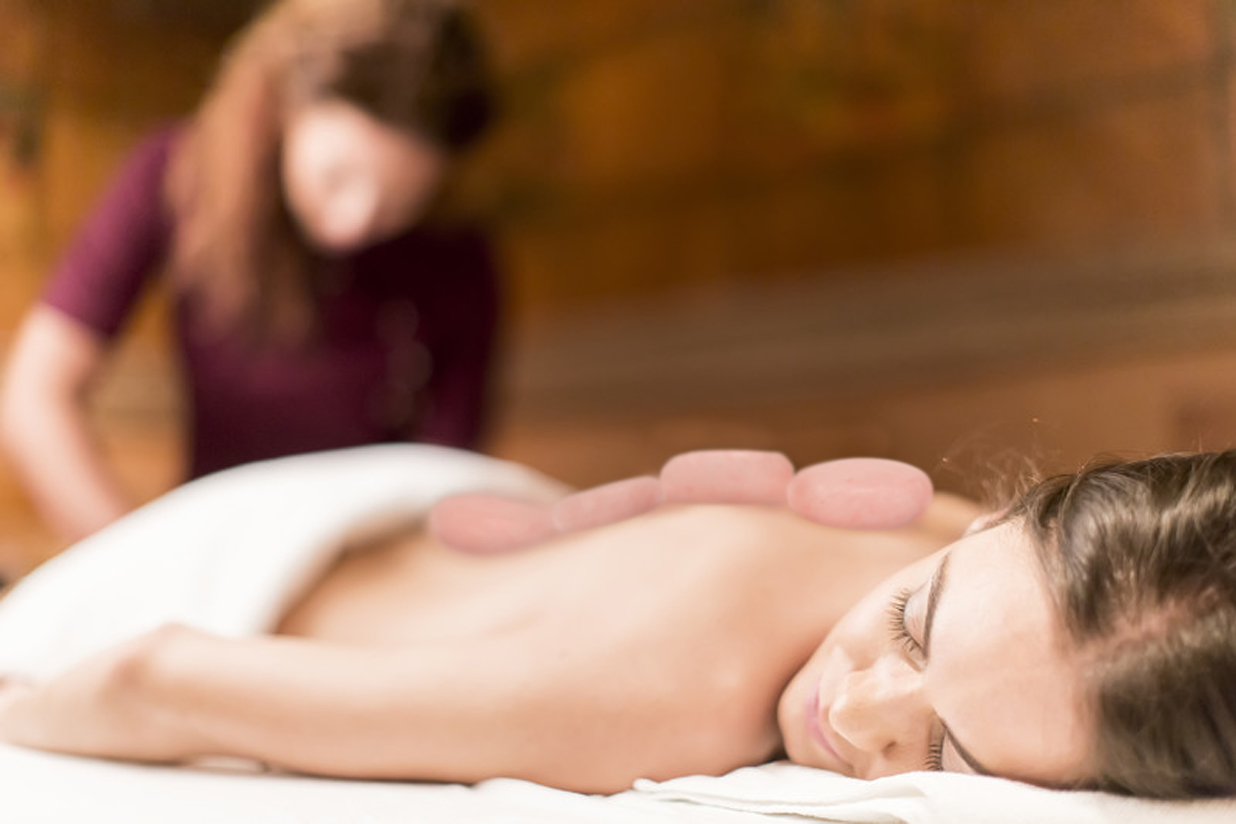 Spa Treatment with hot salt stones
