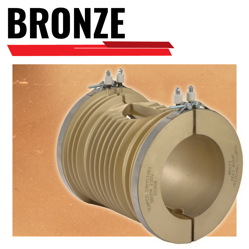 Bronze Cast-In Band Heater with Fins with Bronze material background