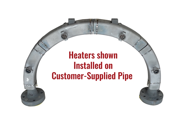 Cast-In Heaters Shown Installed on Customer-Supplied Pipe