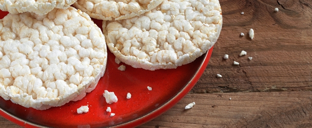 Rice Cakes on a Red Plate Rice Cakes on a Red Plate