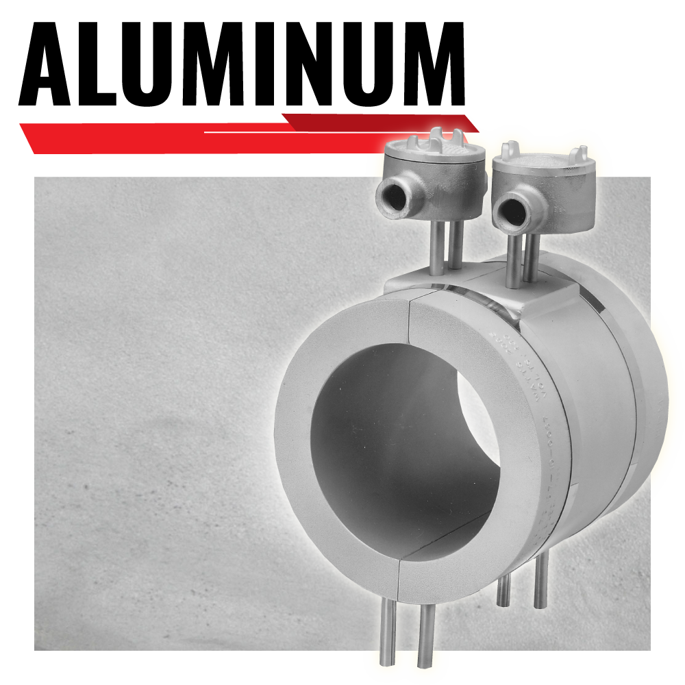 Aluminum Cast-In Band Heater with aluminum material background
