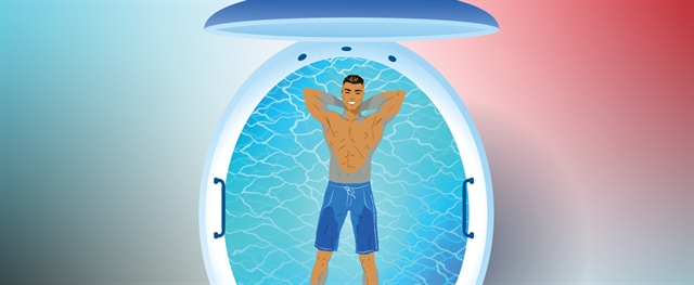 Drawing of a person in a Sensory Deprivation (Float) Tank