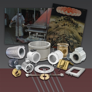 Image of cast-in's being poured, catalog cover with a lot of product and group of cast-in heaters