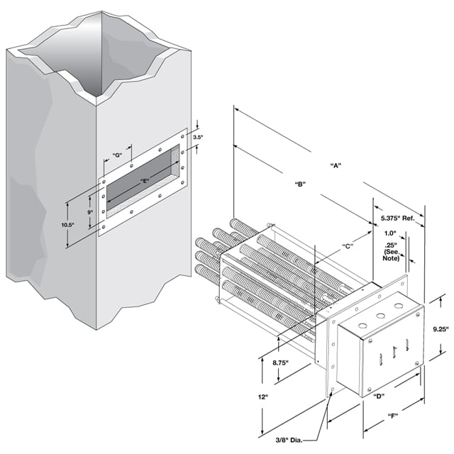 Finned Tubular Duct Heater Cut Out