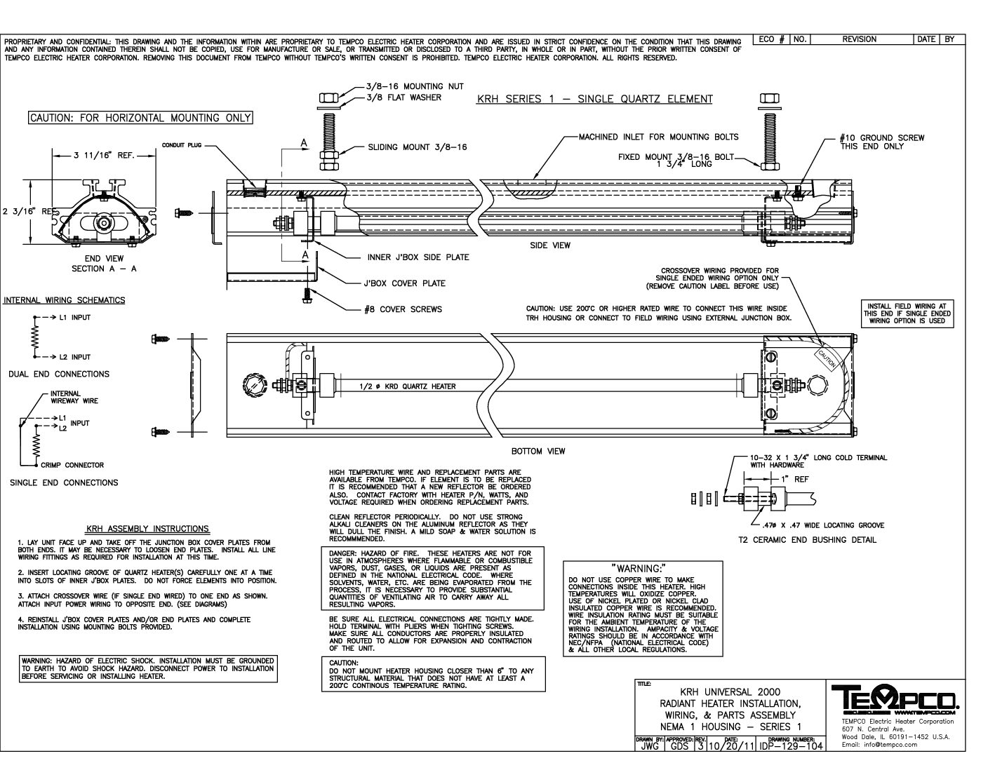 Radiant (Quartz) Heater Universal 2000 Series 1 with NEMA 1 Housing ...