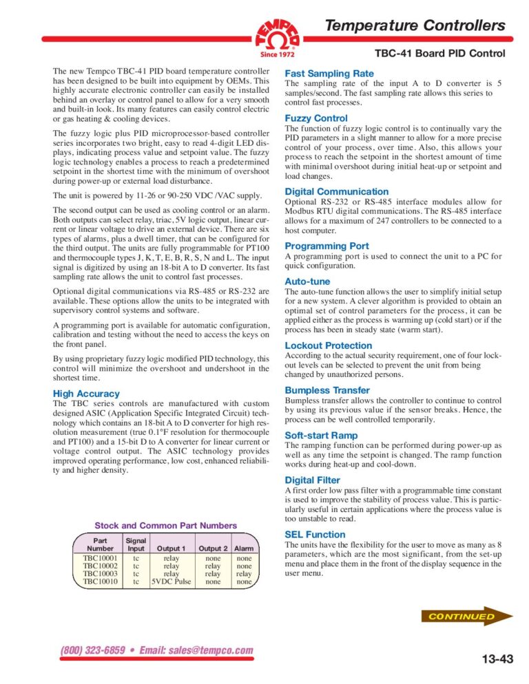 TBC-41 Specifications & Tolerances