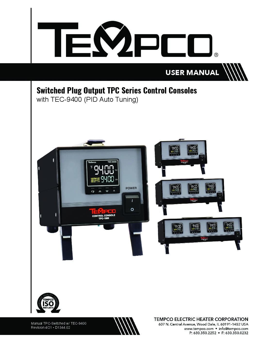 Tpb Tech Controls TPC Switched Power Consoles User Manual - Using TEC-9400 Controls - Tempco