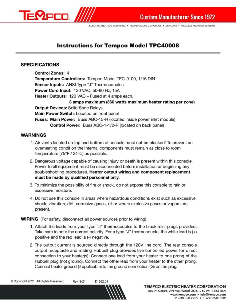 TPC40008 Power Control Console User Manual