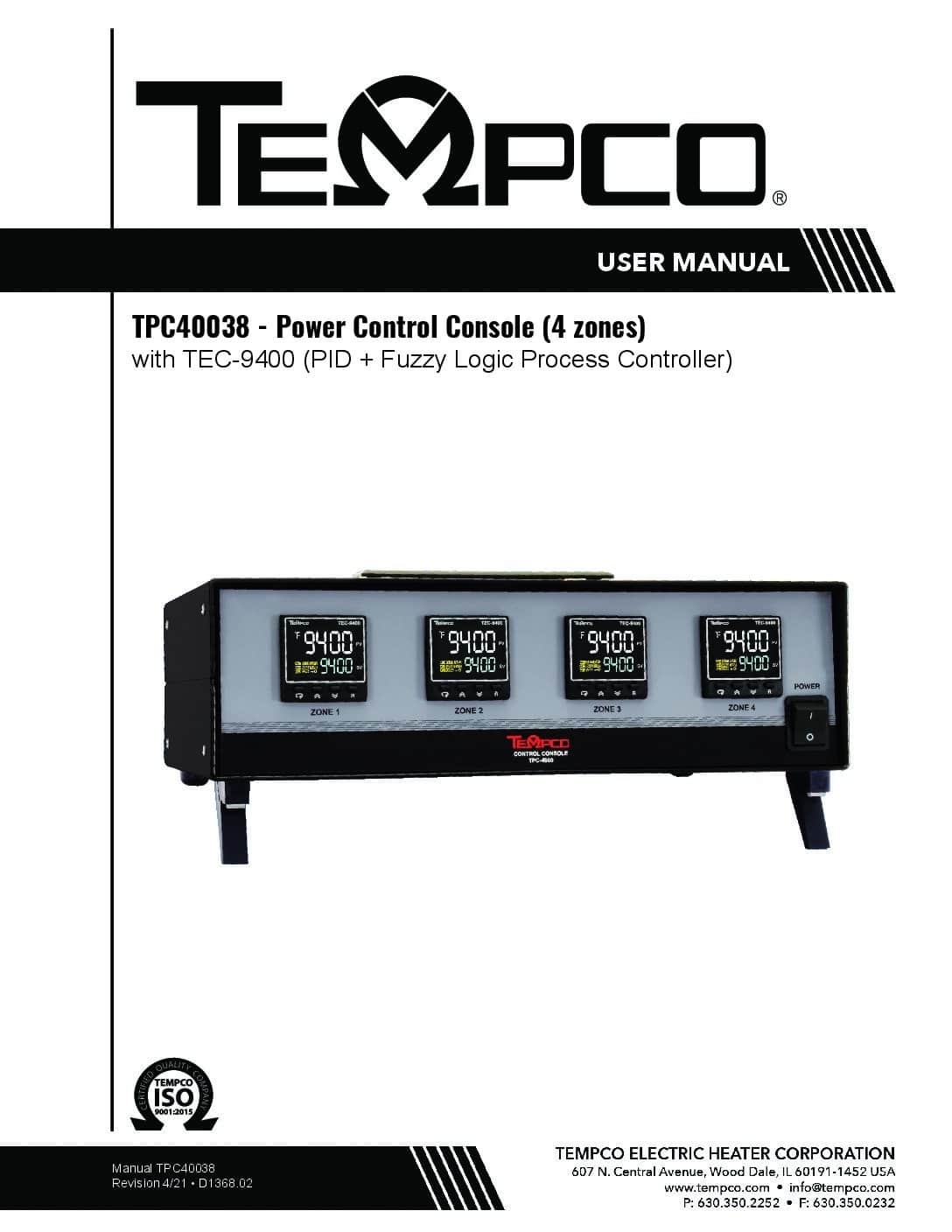 TPC40038 Power Control Console User Manual - Tempco